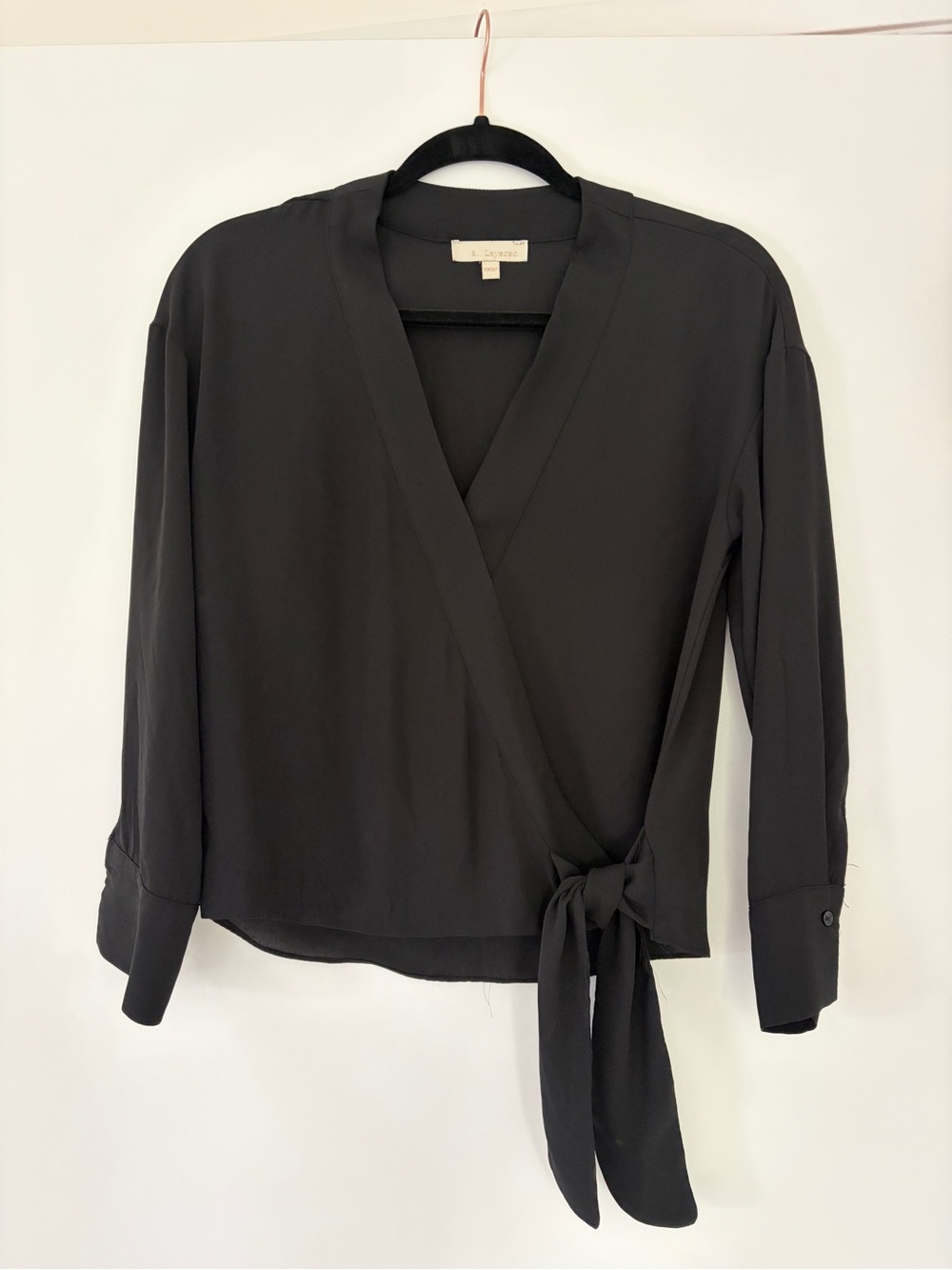 Black Wrap Blouse with Side Tie